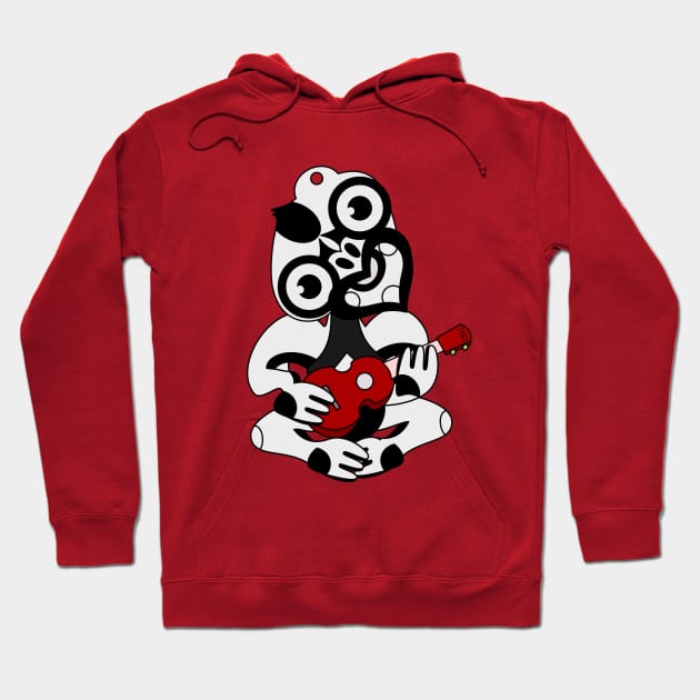 Black and Grey Hei Tiki playing a Ukulele Hoodie by mailboxdisco